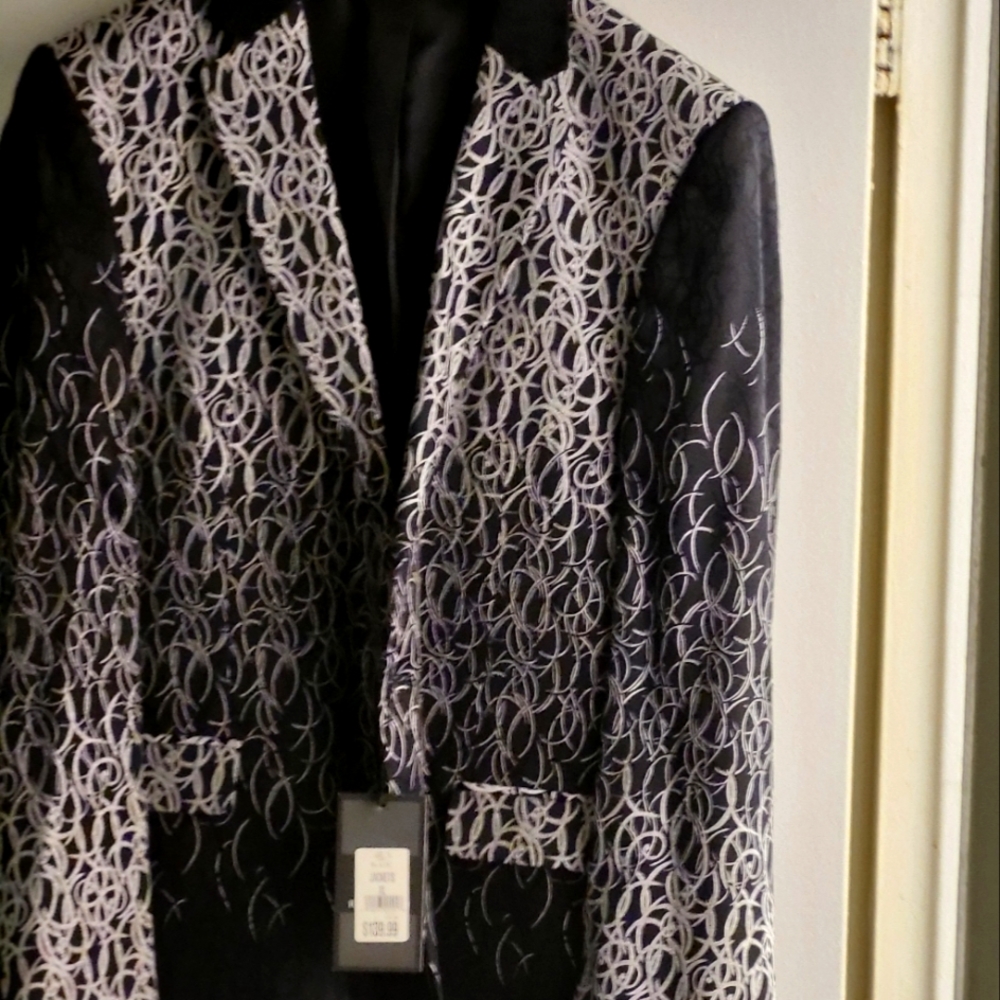 MENS DRESS JACKET. BLACK/WHITE.Designed by Porto Bello. Inside chest pocket 2out